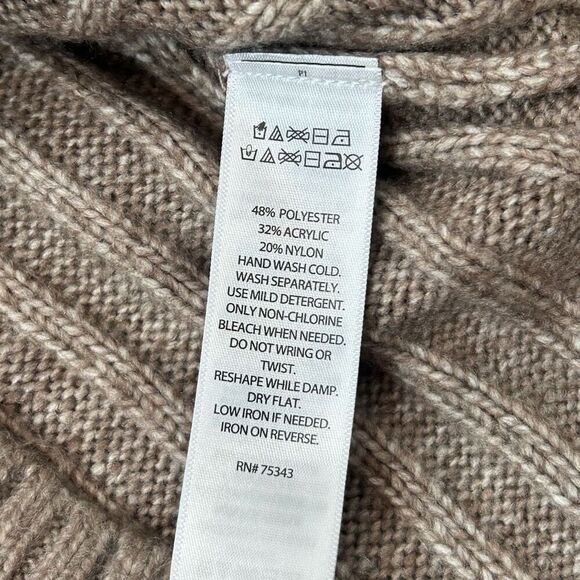 Tahari Midi Sweater Dress Small Brown Tan Ribbed Knit Long Sleeve Belted Fitted - Picture 16 of 16